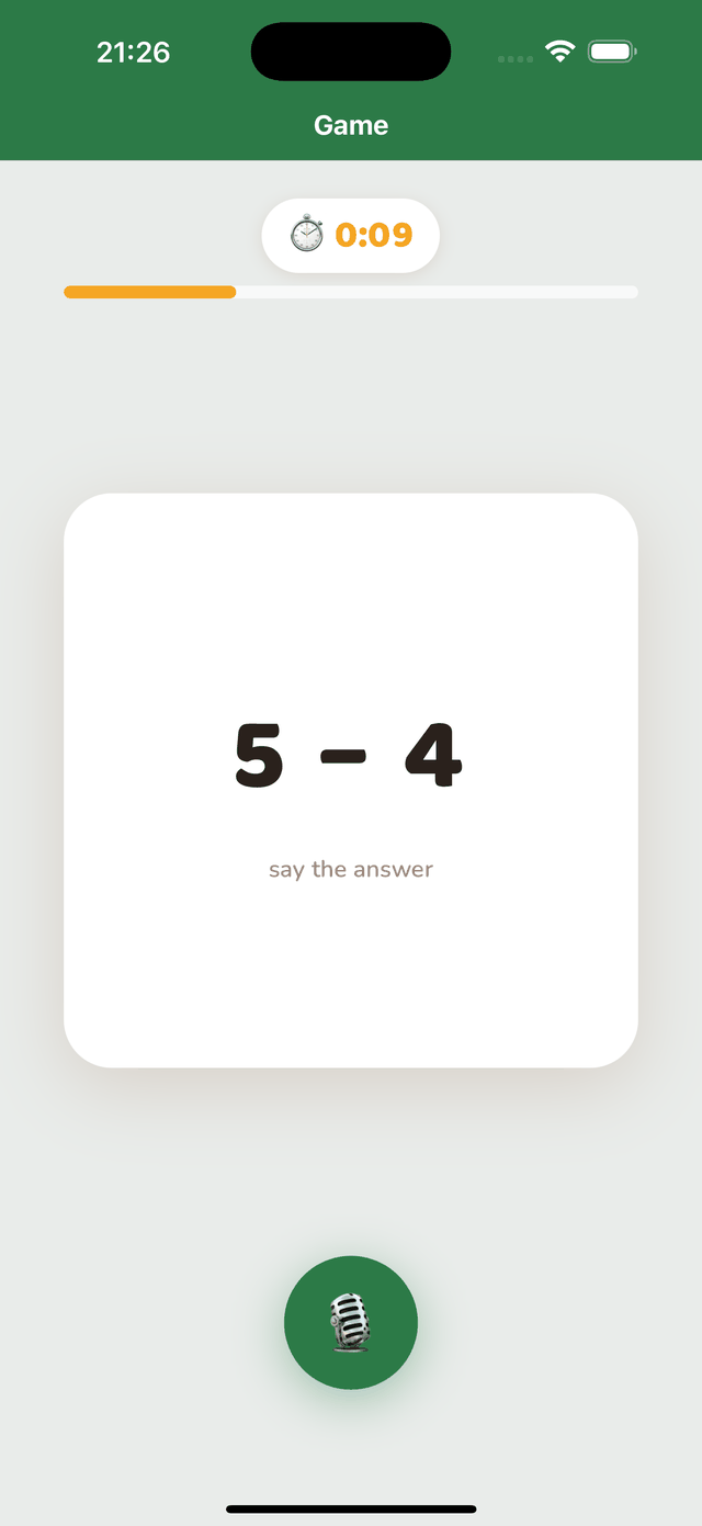 A session: “9 − 4 = ?”