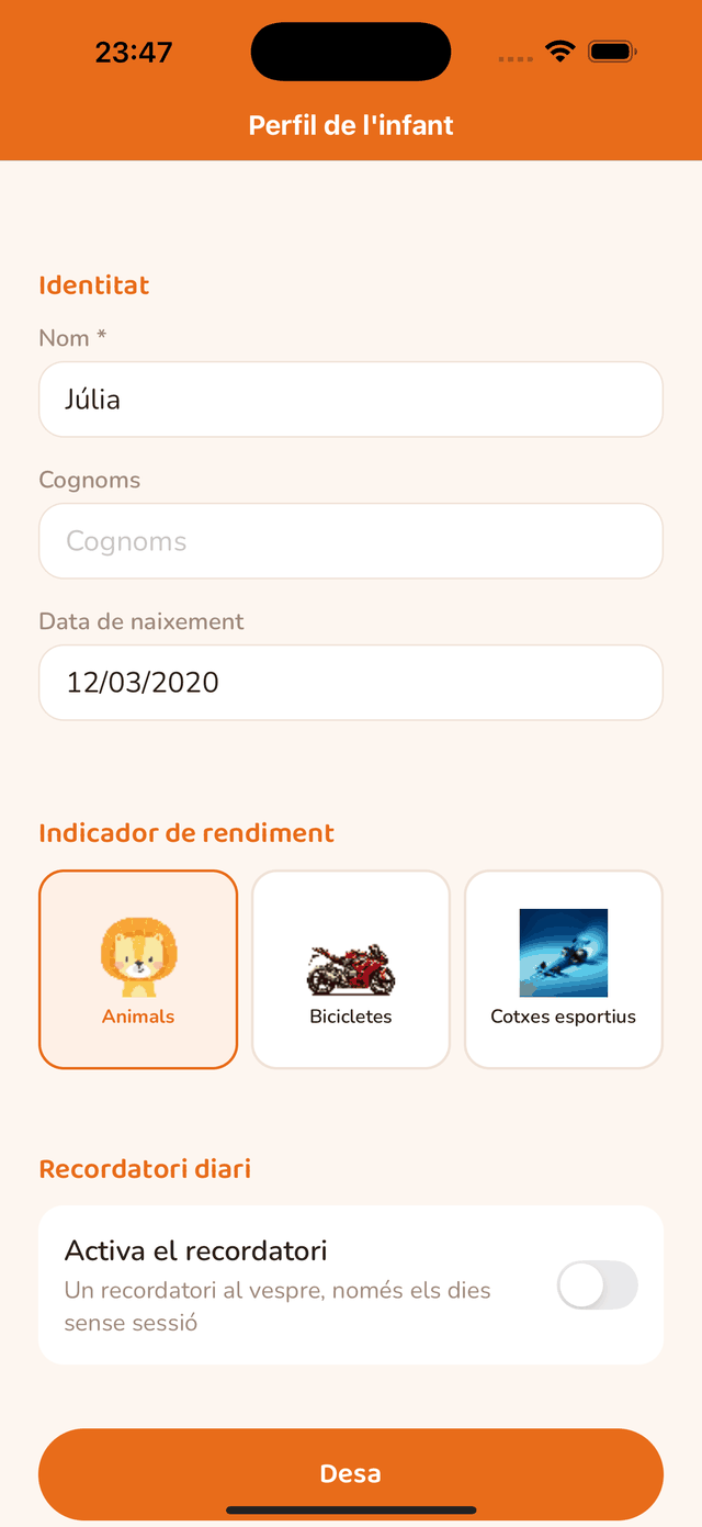 Configuració del recordatori diari