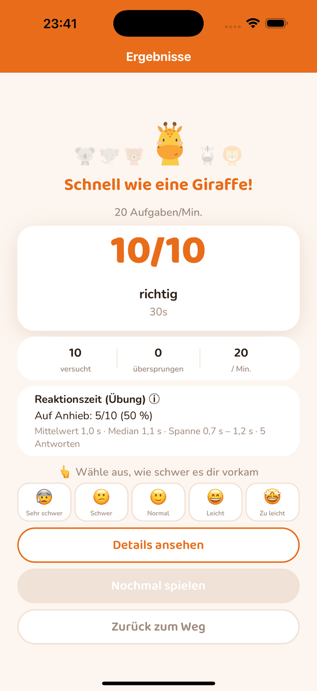 Ergebnisbildschirm