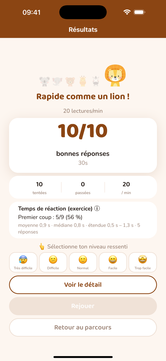 Écran de résultat