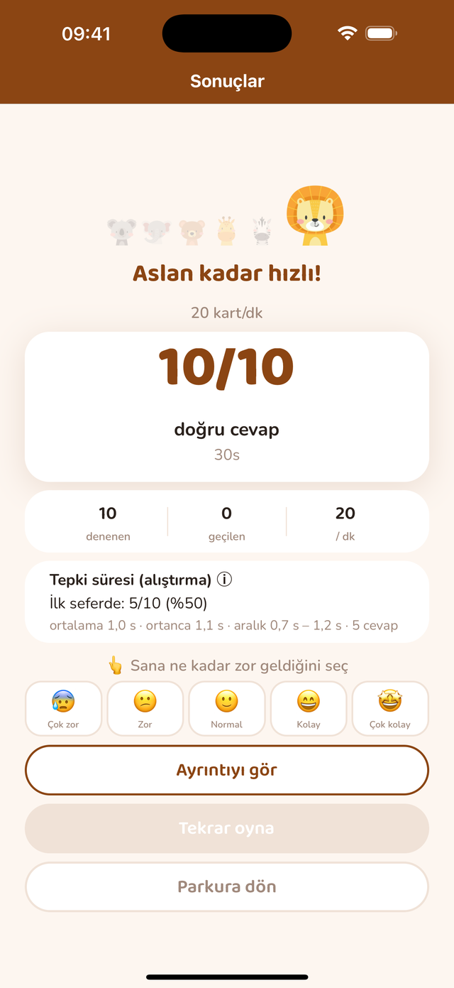 Sonuç ekranı