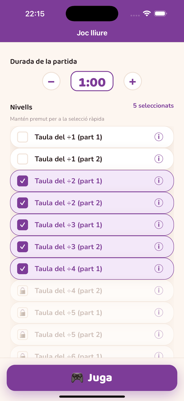 Les etapes del recorregut Divisió