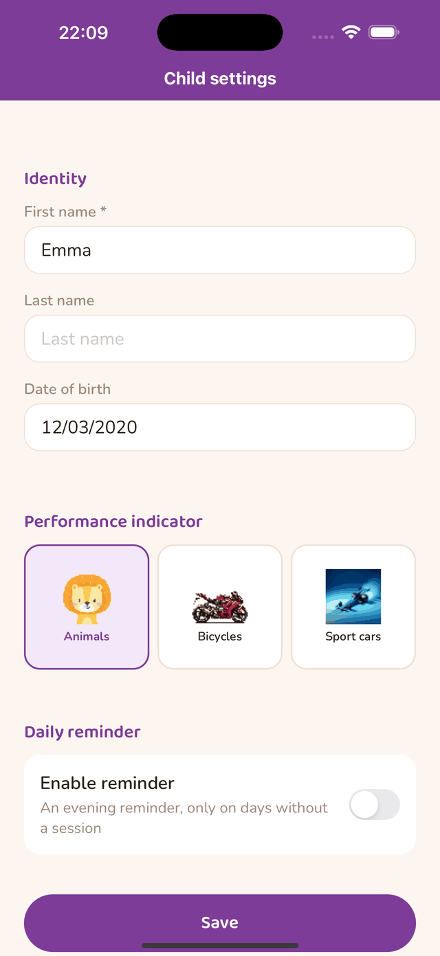 Daily reminder setting