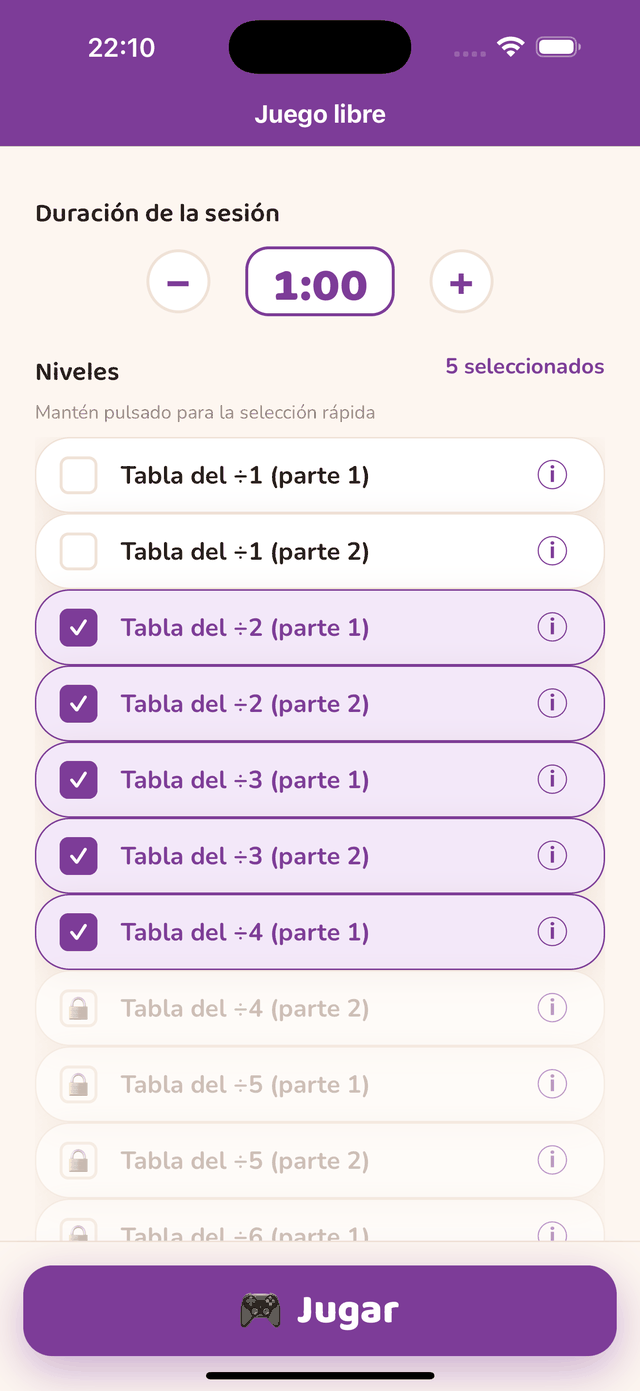 Las etapas del recorrido de División