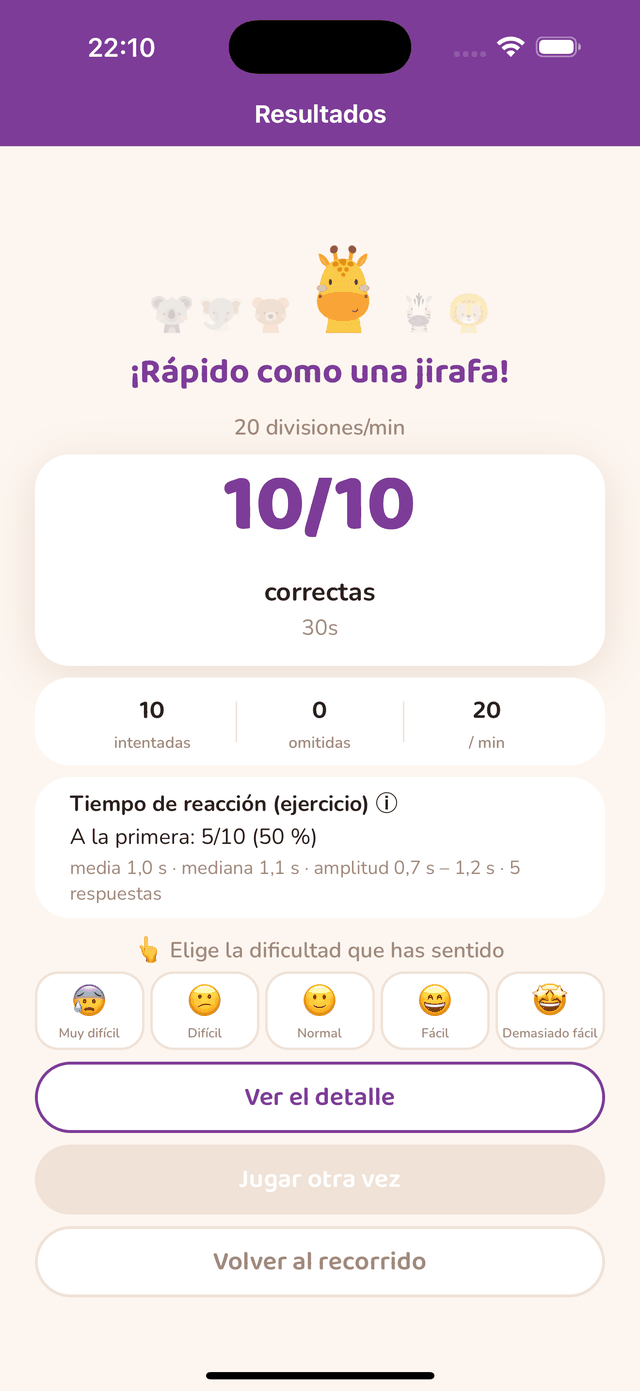 Pantalla de resultado