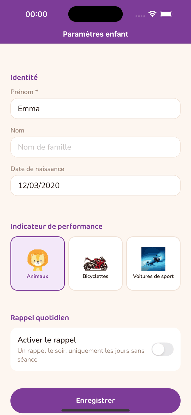Réglage du rappel quotidien