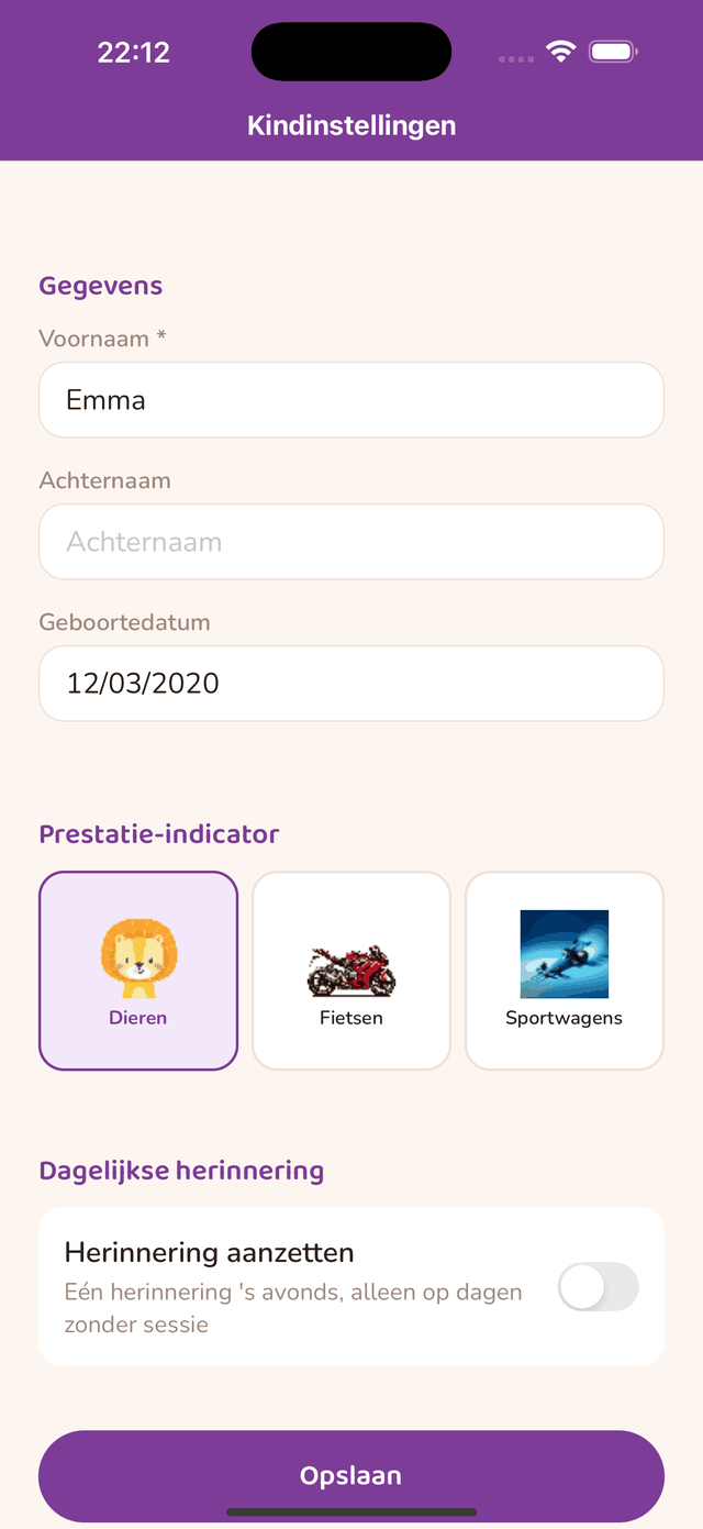 Instelling van de dagelijkse herinnering