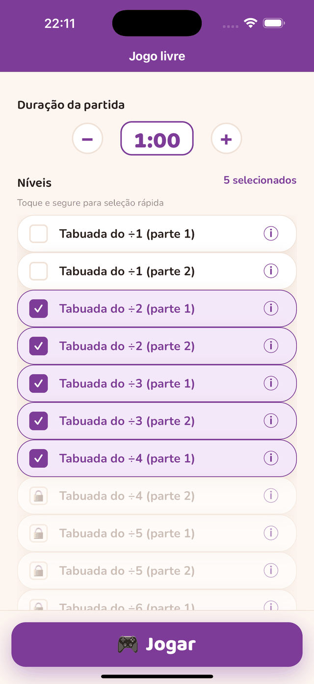 As etapas da trilha Divisão