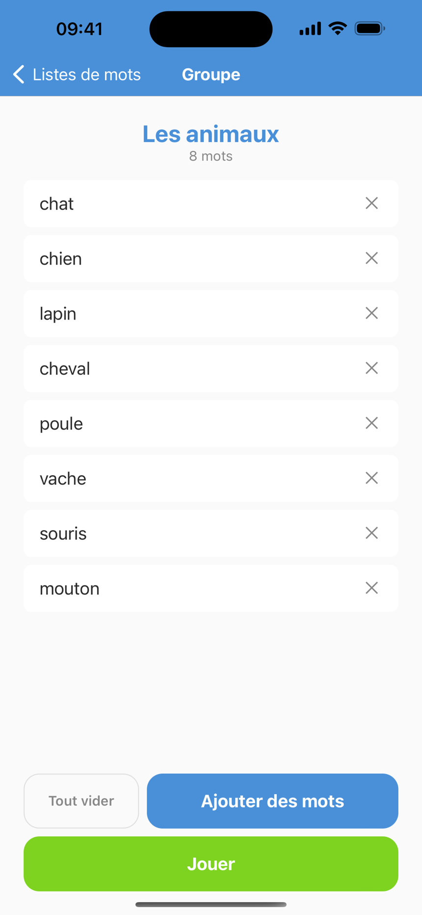 Mots d'un groupe