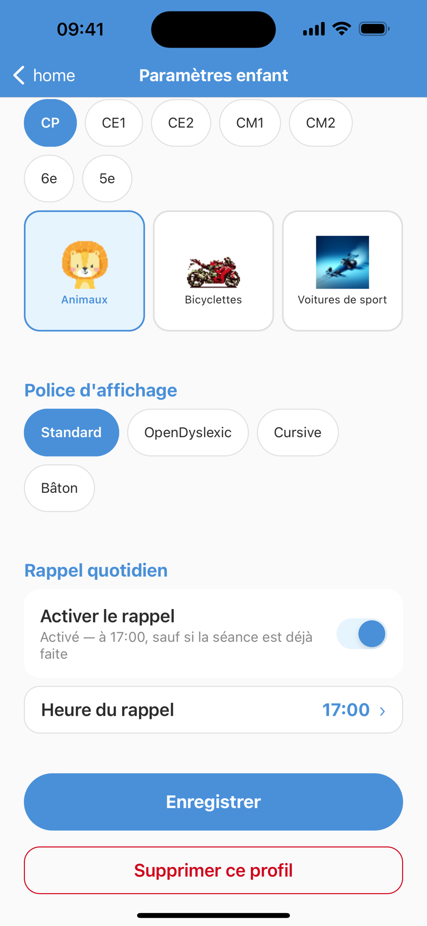 Réglage du rappel quotidien