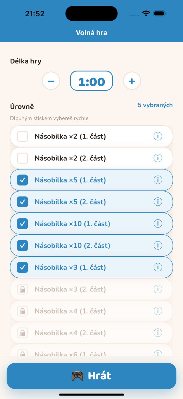 Kroky cesty aplikace Násobení