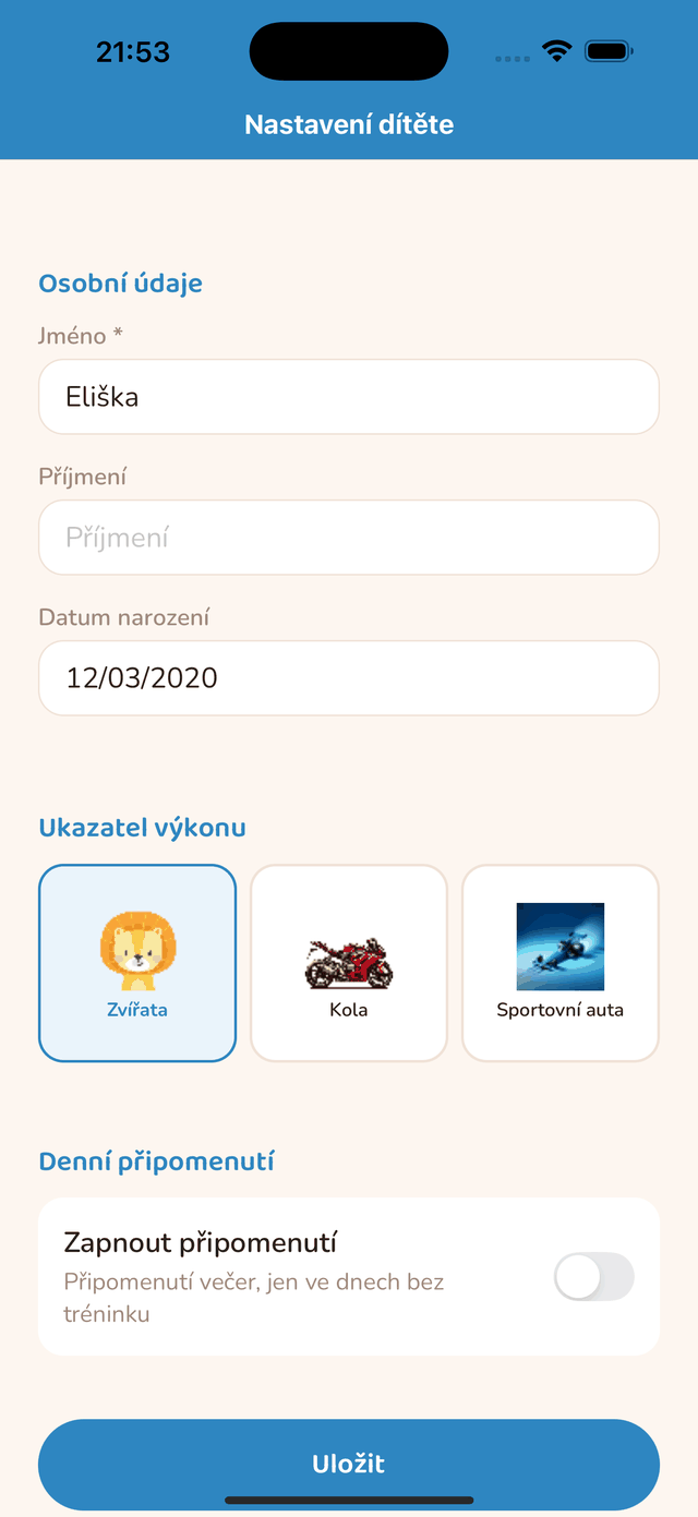 Nastavení denního připomenutí