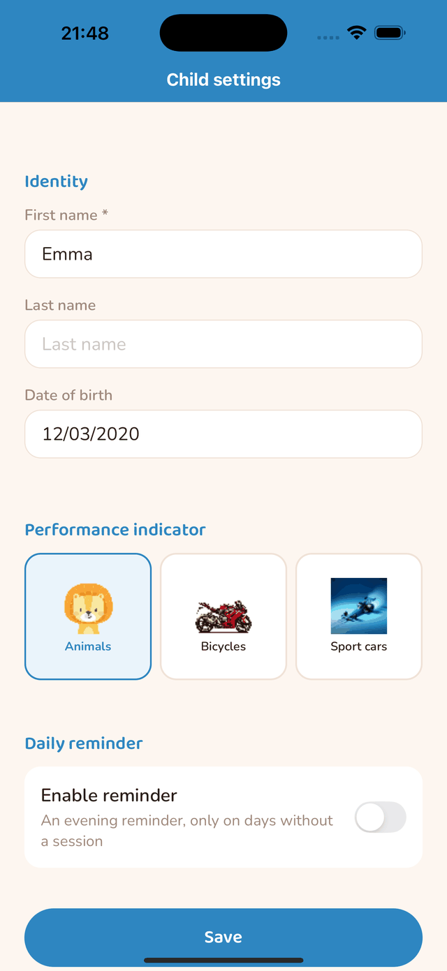 Daily reminder setting
