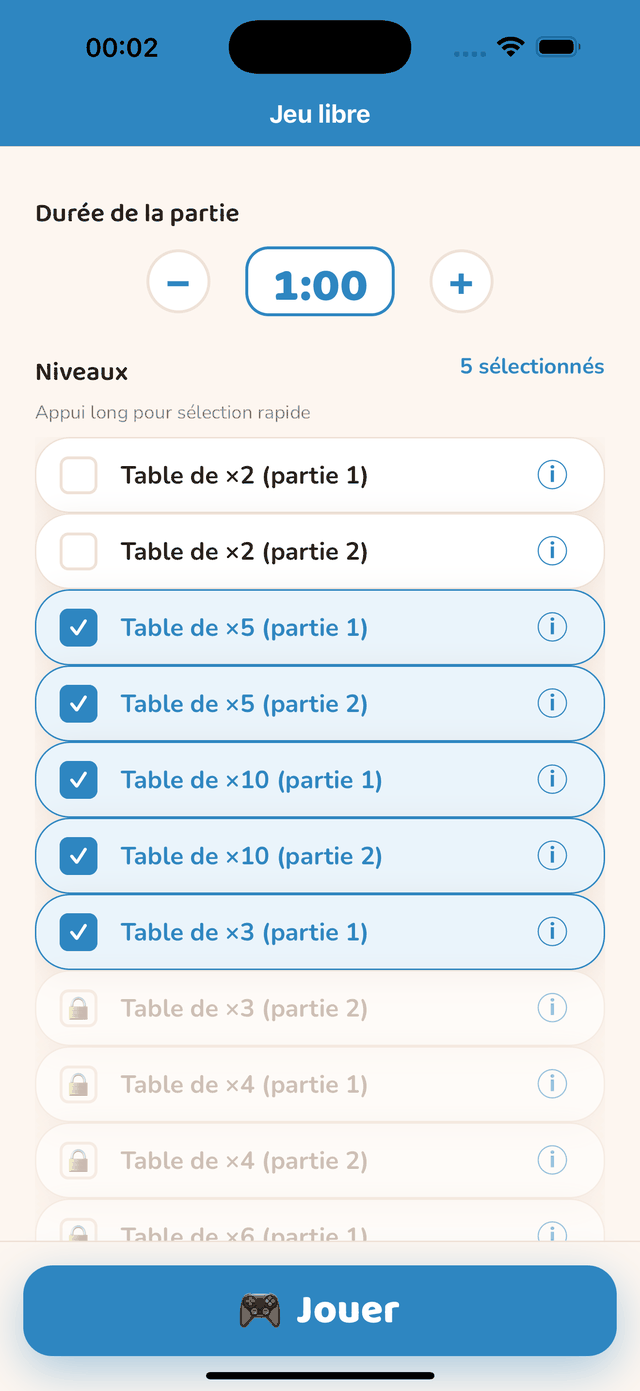 Les étapes du parcours Multiplication