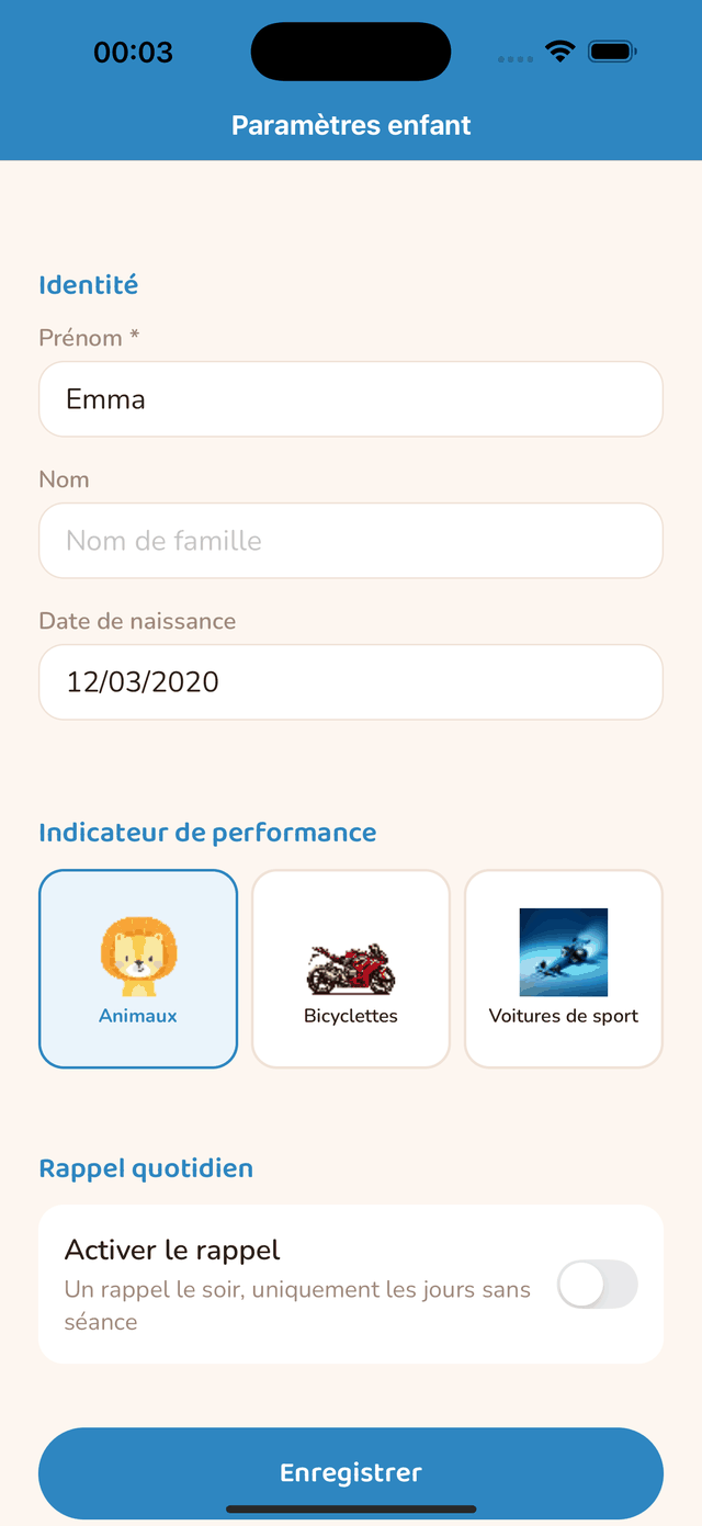 Réglage du rappel quotidien