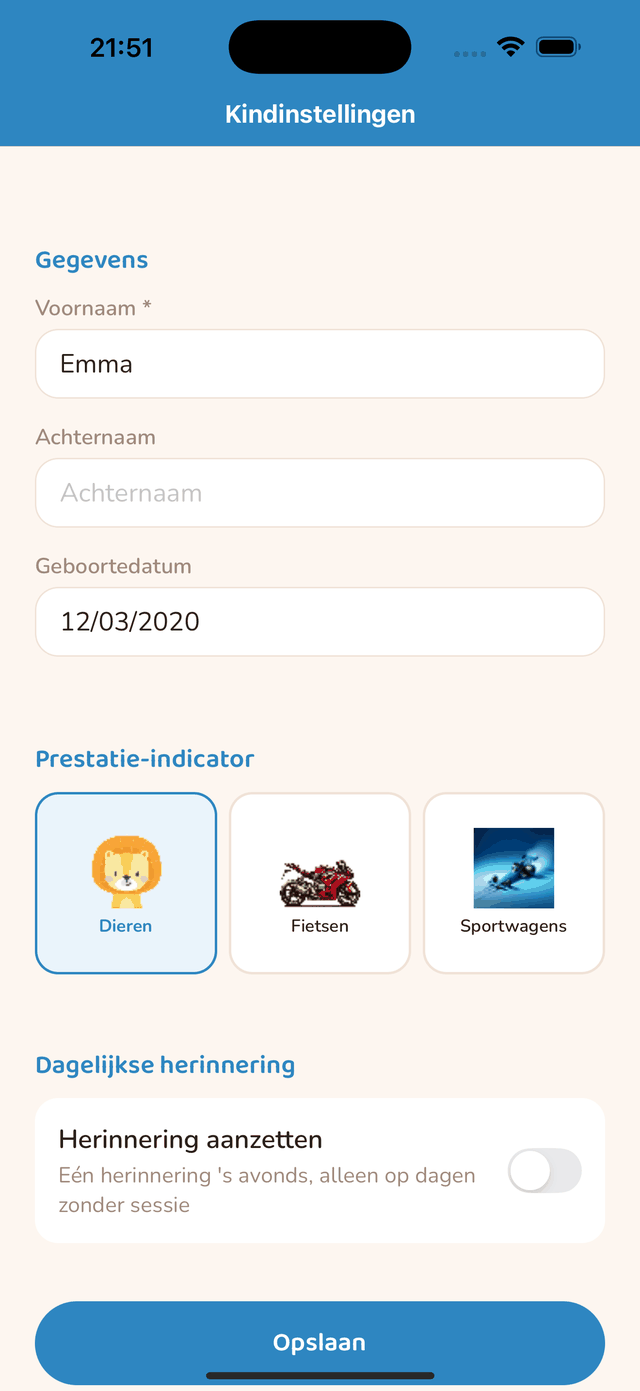 Instelling van de dagelijkse herinnering