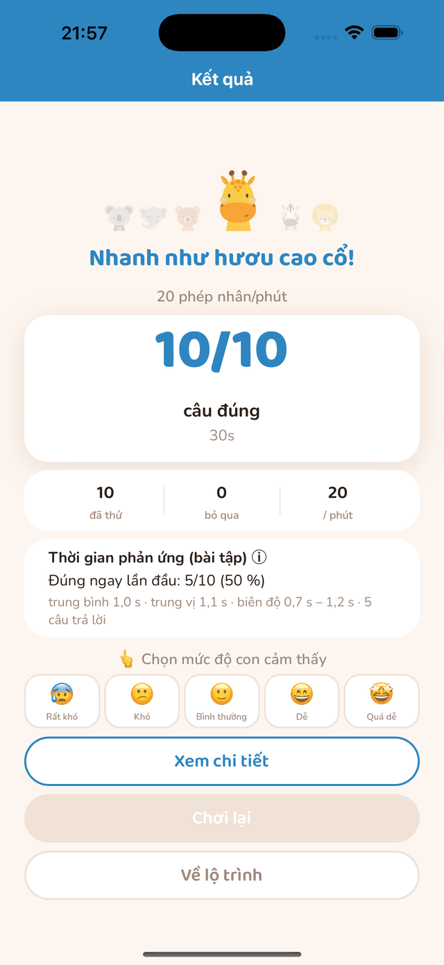 Màn hình kết quả