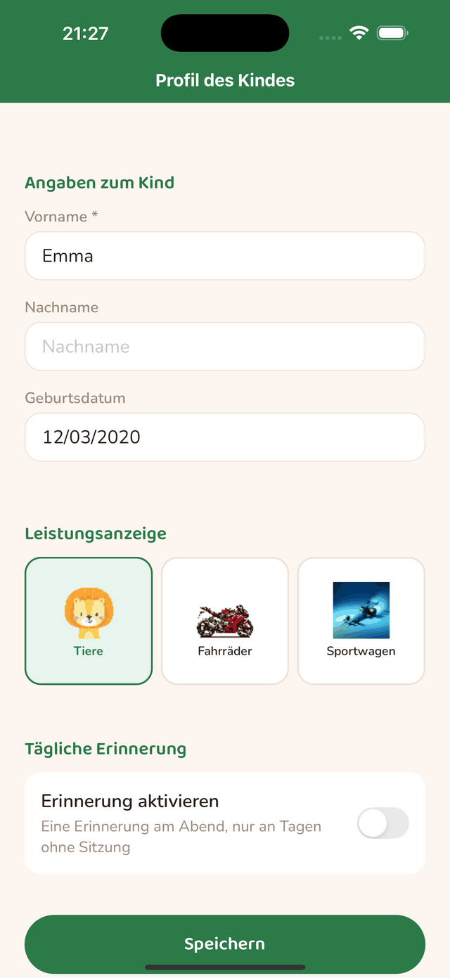 Einstellung der täglichen Erinnerung