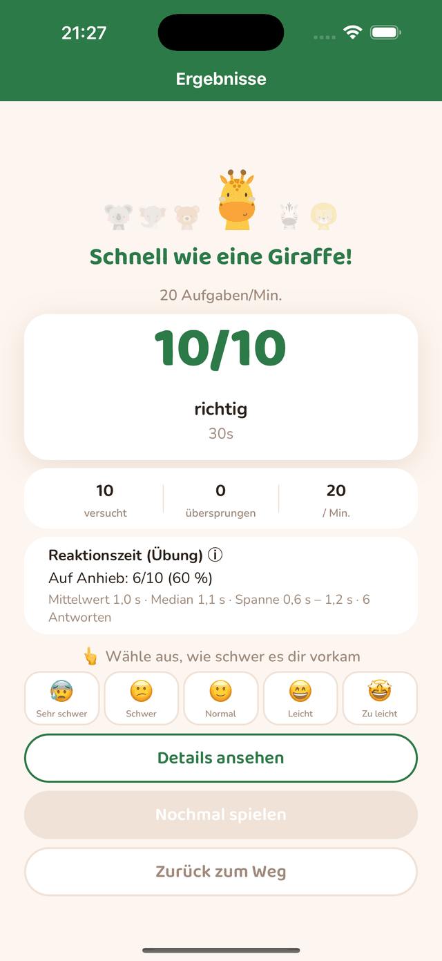 Ergebnisbildschirm