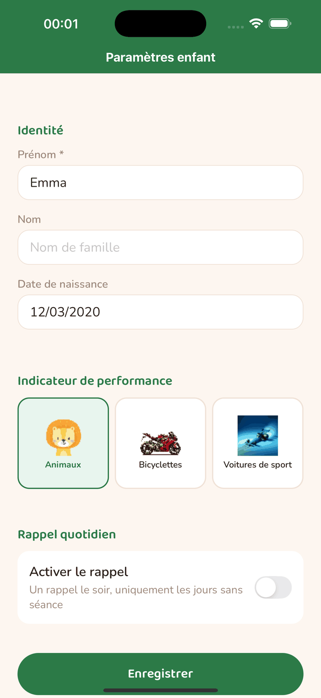 Réglage du rappel quotidien