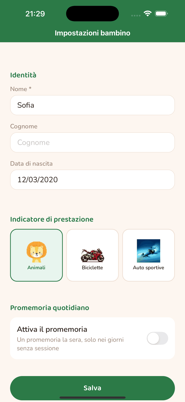 Impostazione del promemoria quotidiano