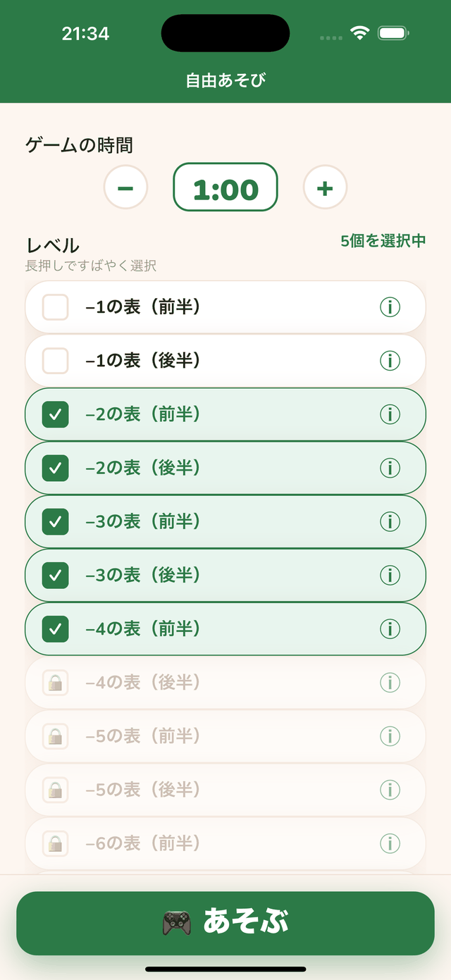 ひき算のコースのステップ