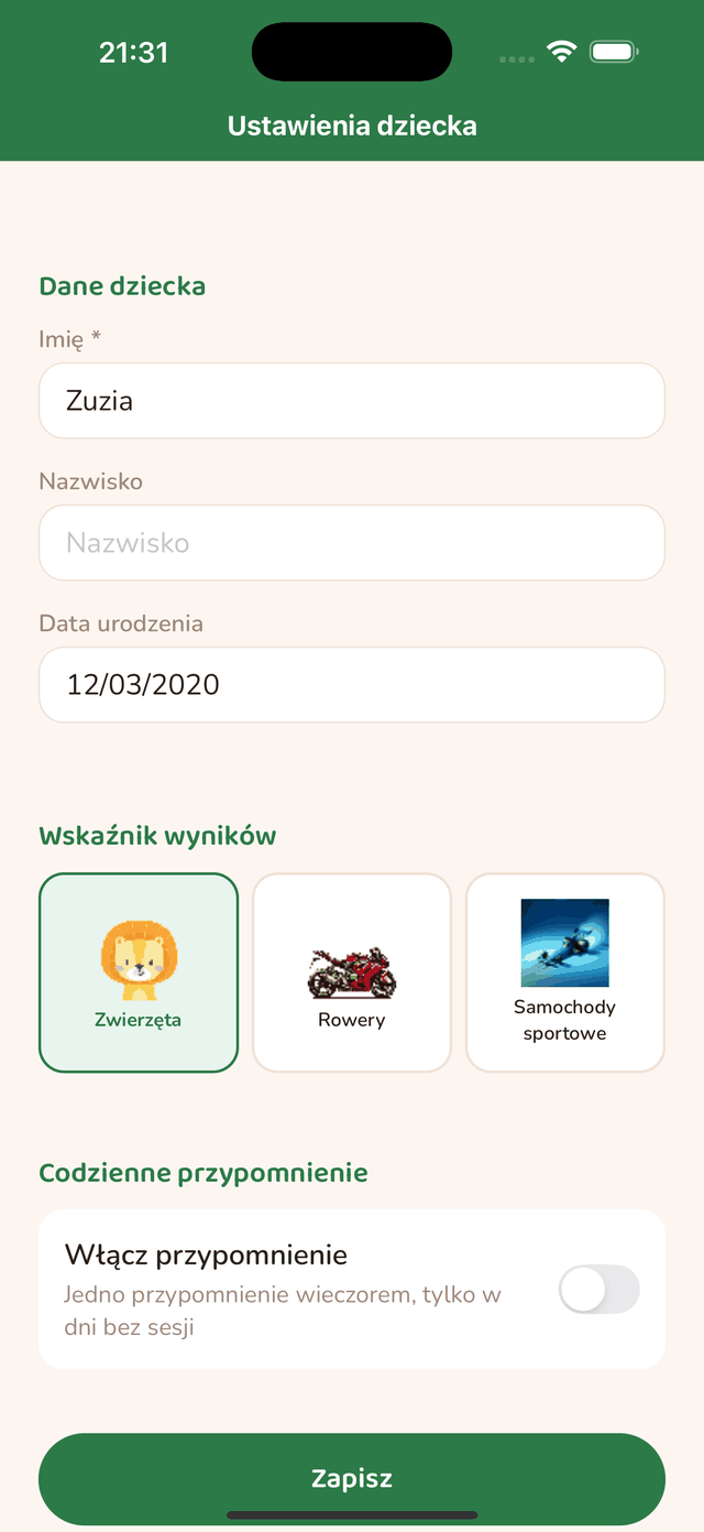 Ustawienie codziennego przypomnienia