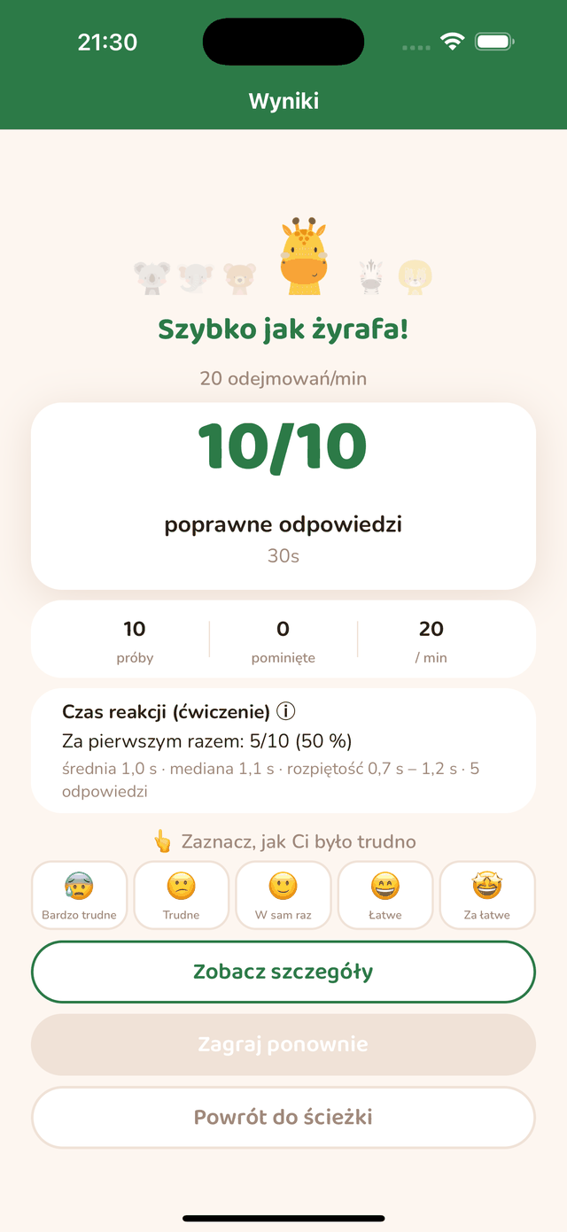 Ekran wyniku