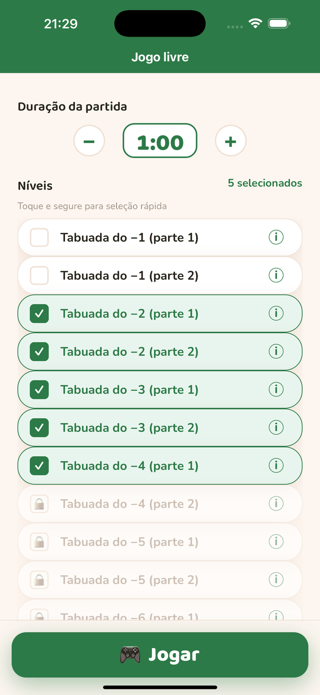 As etapas da trilha Subtração