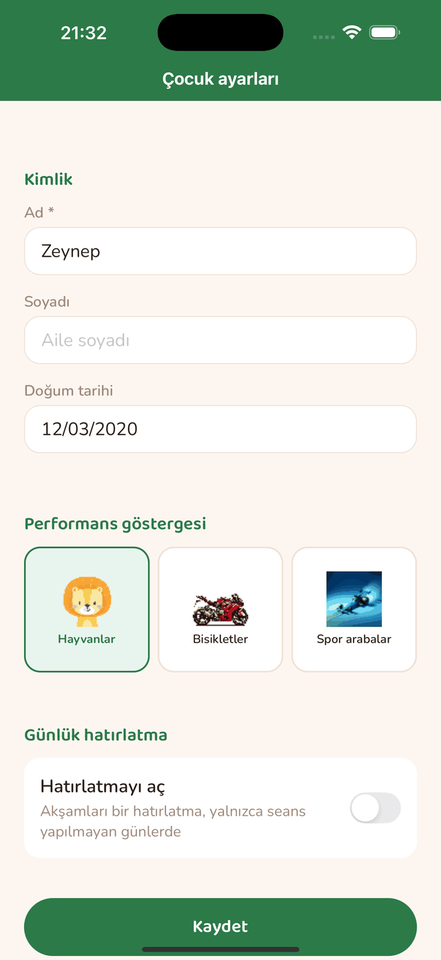 Günlük hatırlatma ayarı